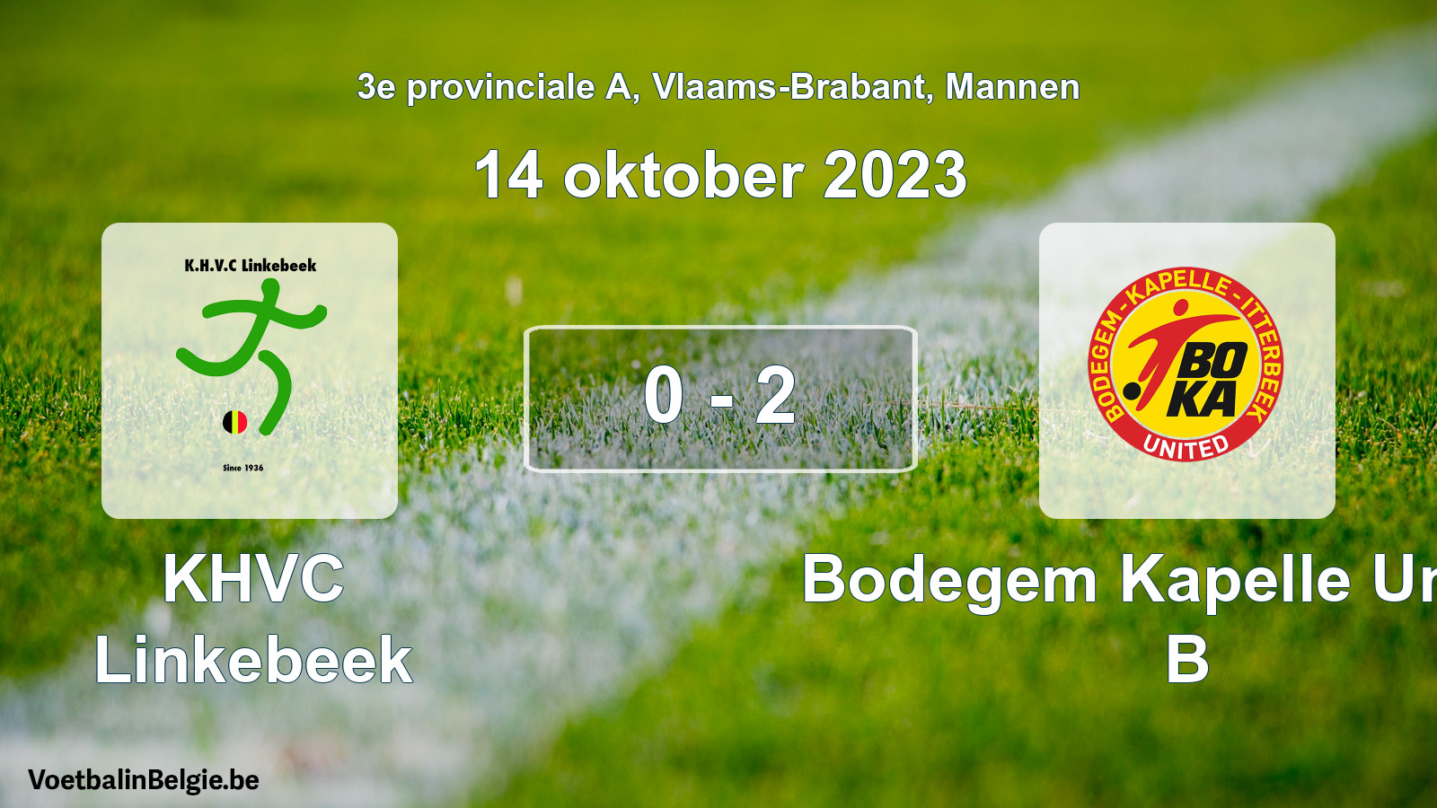 Gespeelde wedstrijd mannenvoetbal: KHVC Linkebeek - Bodegem Kapelle United B 0 - 2 (14 oktober 2023)