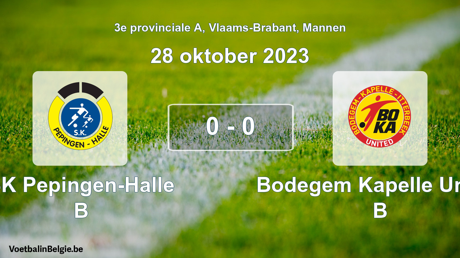 Gespeelde wedstrijd mannenvoetbal: SK Pepingen-Halle B - Bodegem Kapelle United B 0 - 0 (28 oktober 2023)