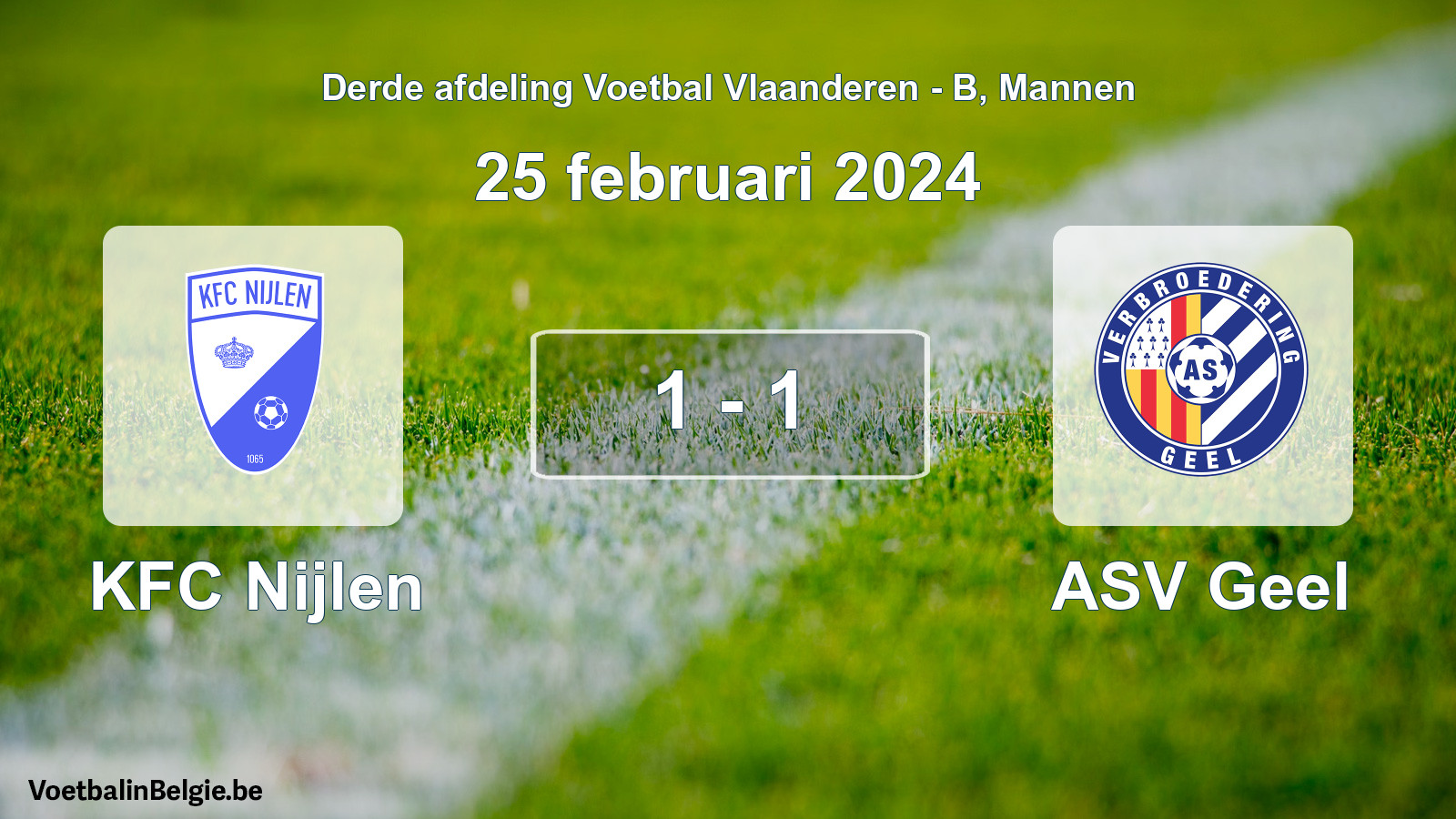 Gespeelde wedstrijd mannenvoetbal: KFC Nijlen - ASV Geel 1 - 1 (25 februari 2024)