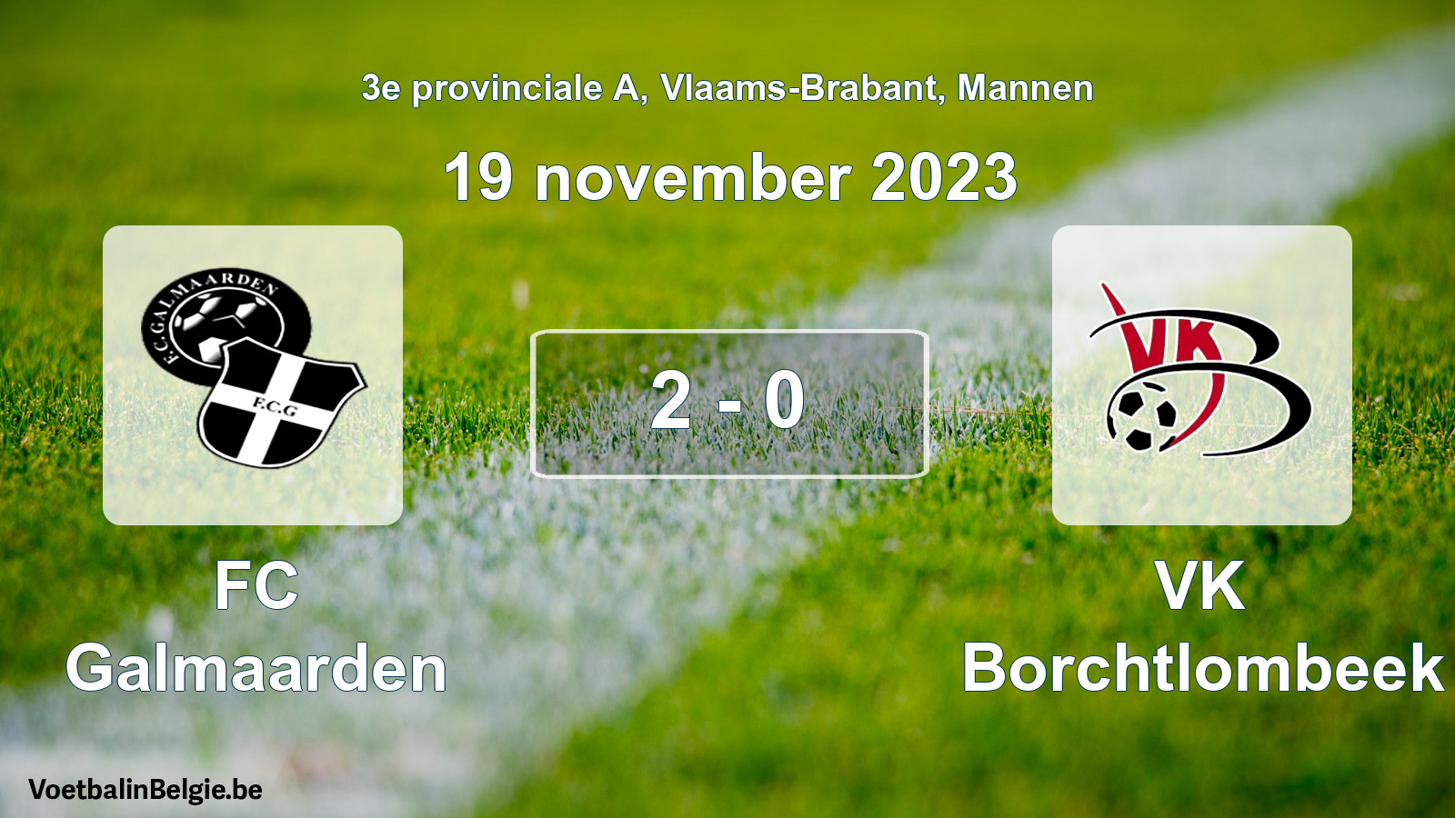 Gespeelde wedstrijd mannenvoetbal: FC Galmaarden - VK Borchtlombeek 2 - 0 (19 november 2023)
