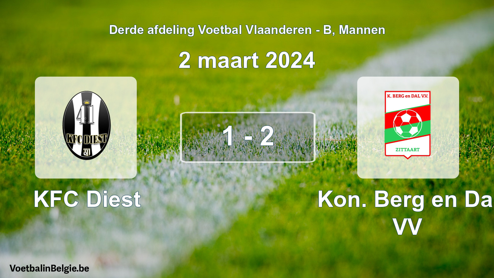 Gespeelde wedstrijd mannenvoetbal: KFC Diest - Kon. Berg en Dal VV 1 - 2 (2 maart 2024)