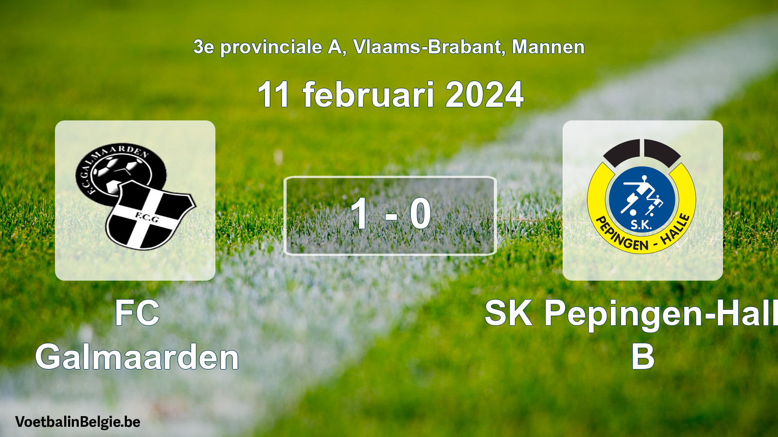 Gespeelde wedstrijd mannenvoetbal: FC Galmaarden - SK Pepingen-Halle B 1 - 0 (11 februari 2024)