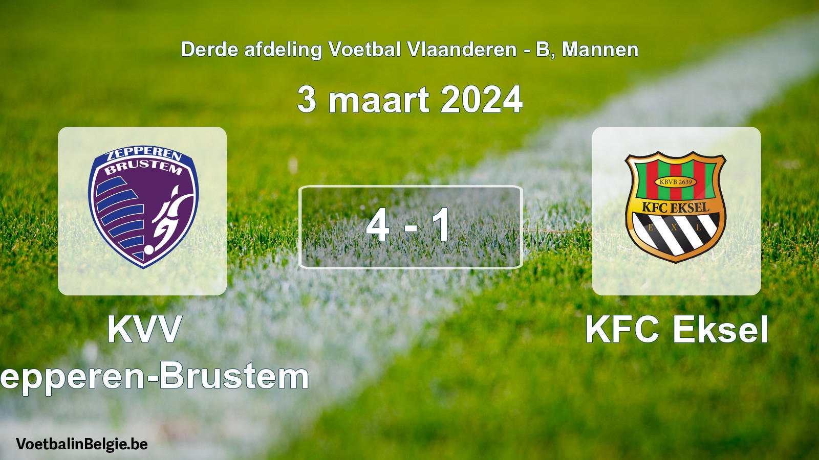 Gespeelde wedstrijd mannenvoetbal: KVV Zepperen-Brustem - KFC Eksel 4 - 1 (3 maart 2024)