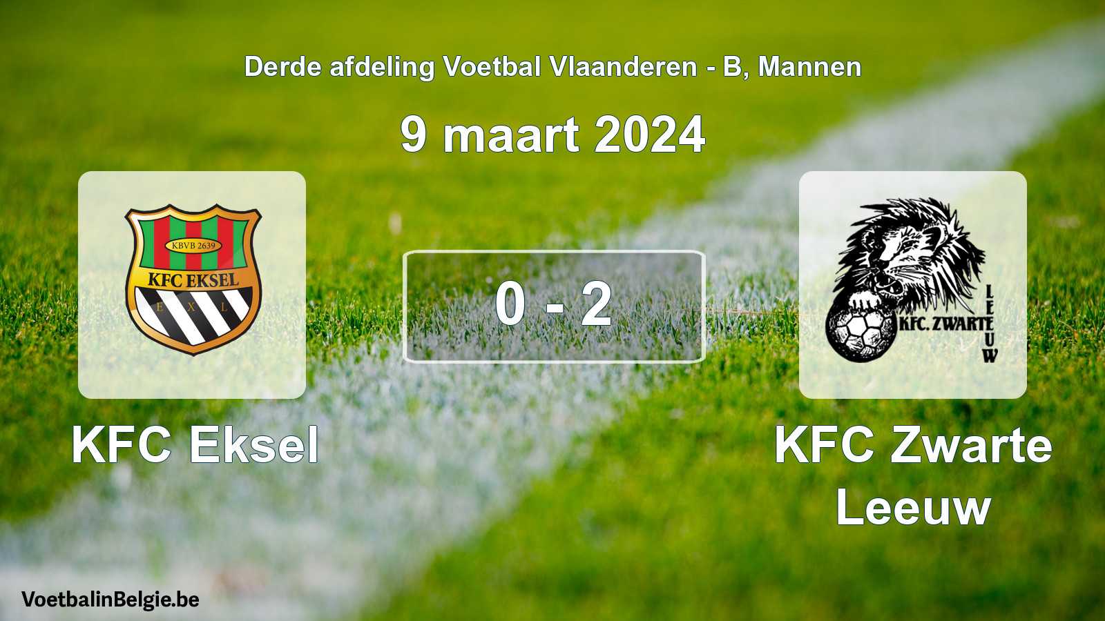 Gespeelde wedstrijd mannenvoetbal: KFC Eksel - KFC Zwarte Leeuw 0 - 2 (9 maart 2024)