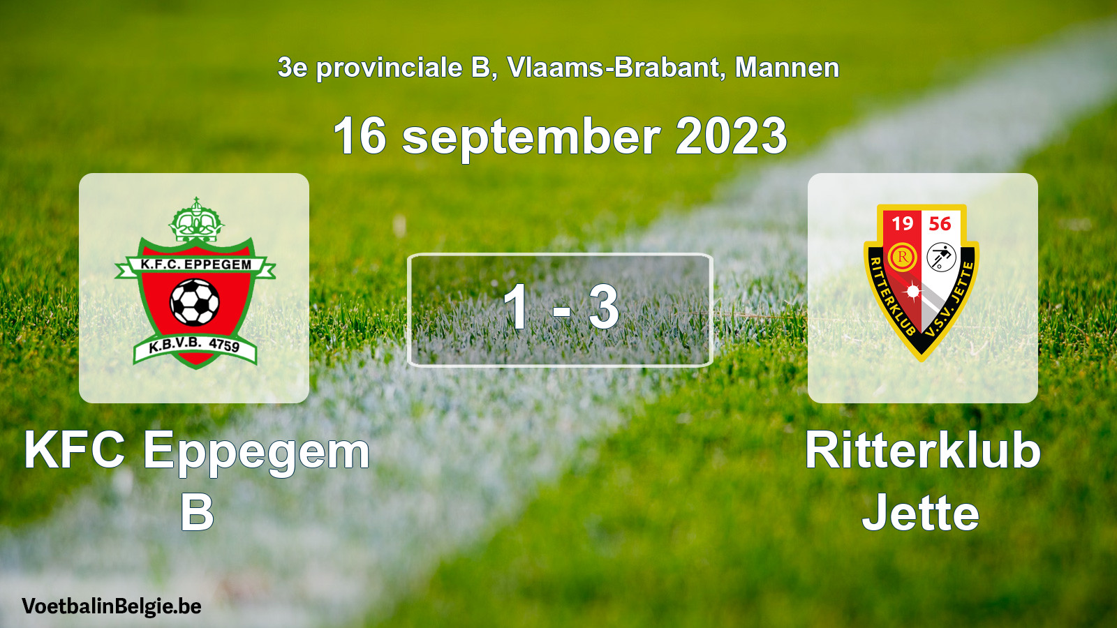 Gespeelde wedstrijd mannenvoetbal: KFC Eppegem B - Ritterklub Jette 1 - 3 (16 september 2023)