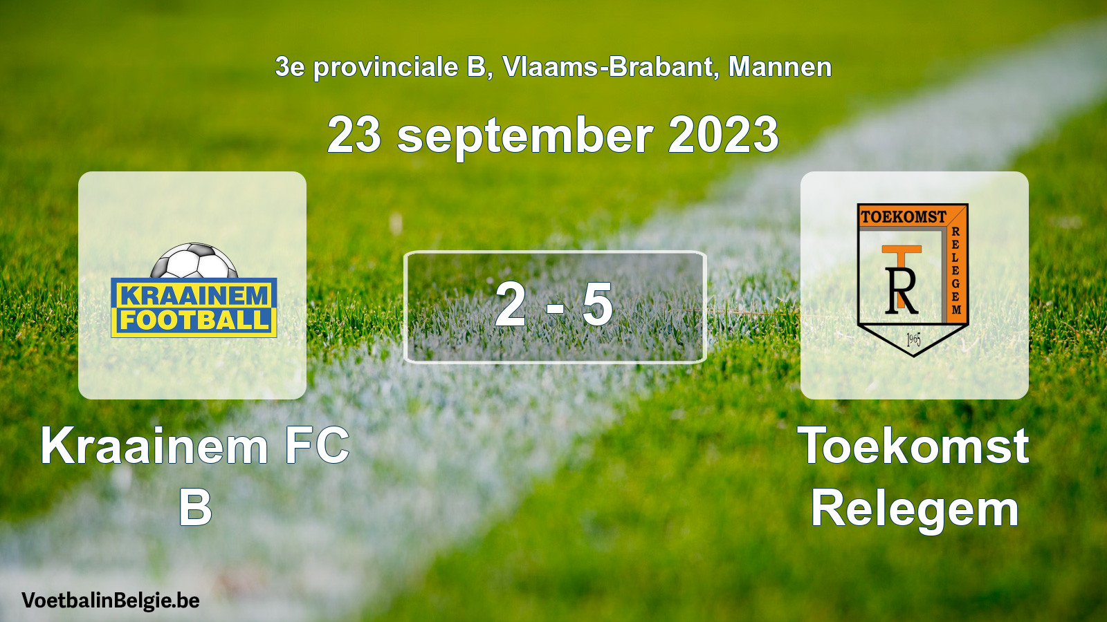 Gespeelde wedstrijd mannenvoetbal: Kraainem FC B - Toekomst Relegem 2 - 5 (23 september 2023)