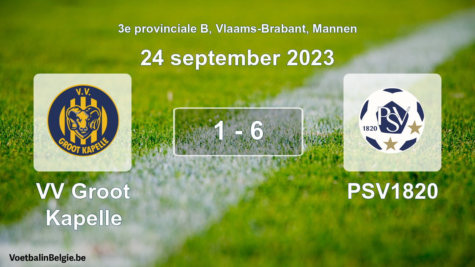 Gespeelde wedstrijd mannenvoetbal: VV Groot Kapelle - PSV1820 1 - 6 (24 september 2023)
