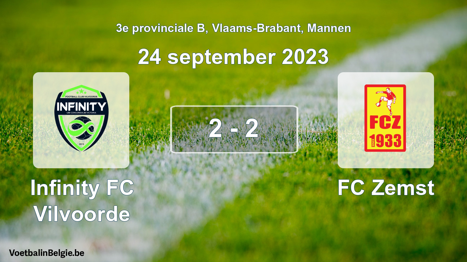 Gespeelde wedstrijd mannenvoetbal: Infinity FC Vilvoorde - FC Zemst 2 - 2 (24 september 2023)
