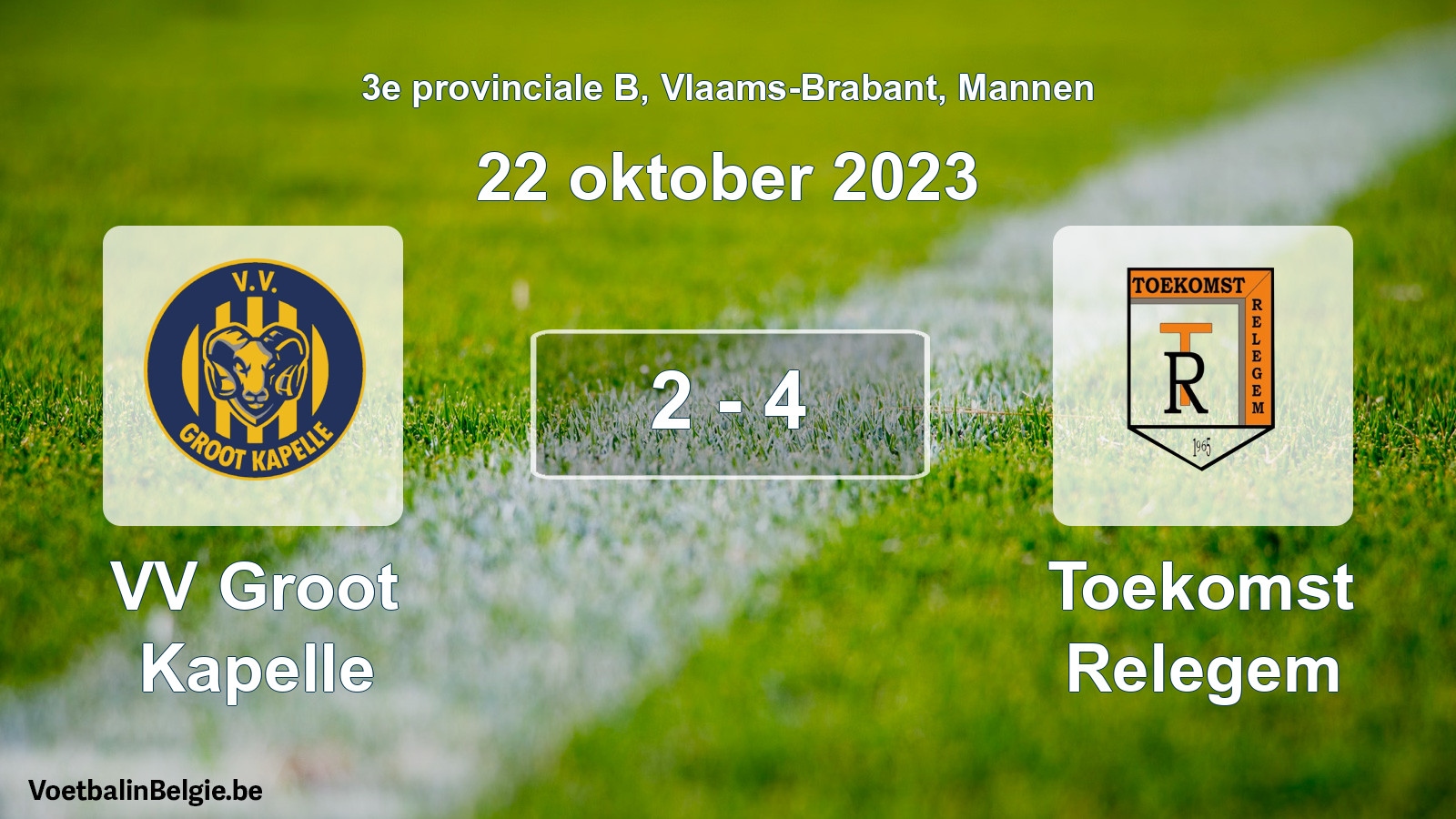 Played match men football: VV Groot Kapelle - Toekomst Relegem 2 - 4 (22 October 2023)