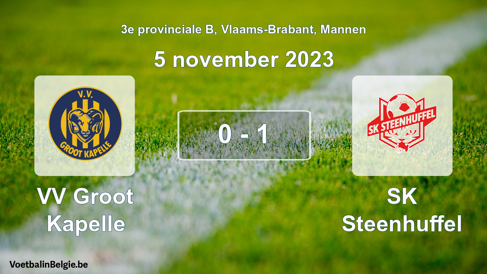 Gespeelde wedstrijd mannenvoetbal: VV Groot Kapelle - SK Steenhuffel 0 - 1 (5 november 2023)