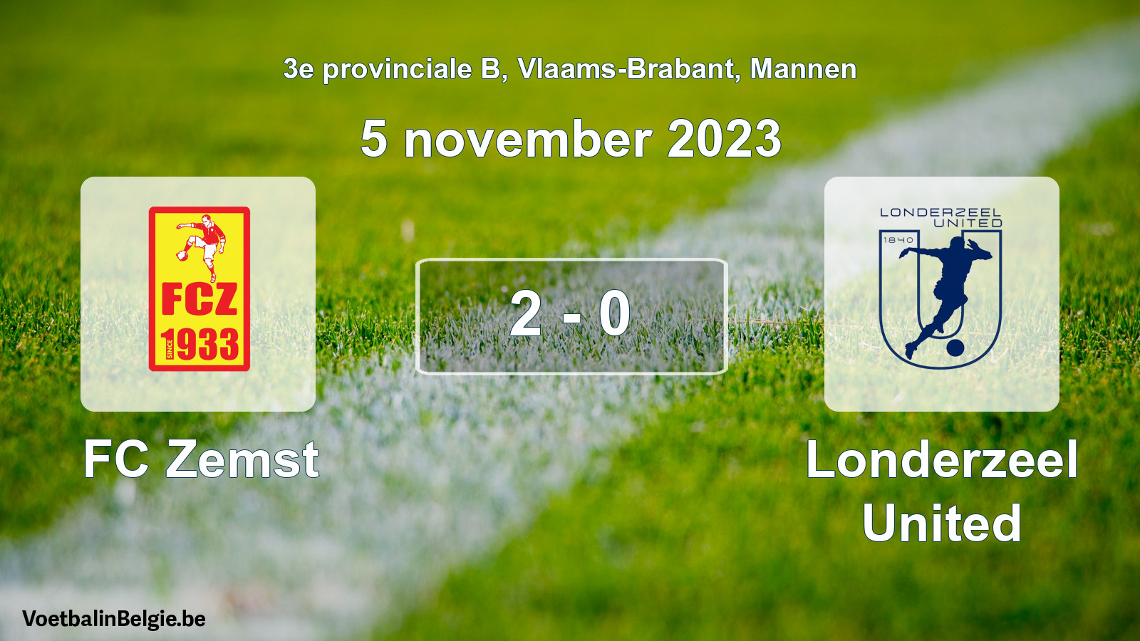 Gespeelde wedstrijd mannenvoetbal: FC Zemst - Londerzeel United 2 - 0 (5 november 2023)