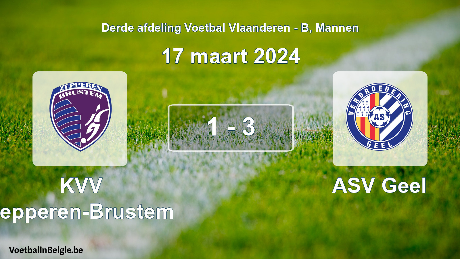 Gespeelde wedstrijd mannenvoetbal: KVV Zepperen-Brustem - ASV Geel 1 - 3 (17 maart 2024)