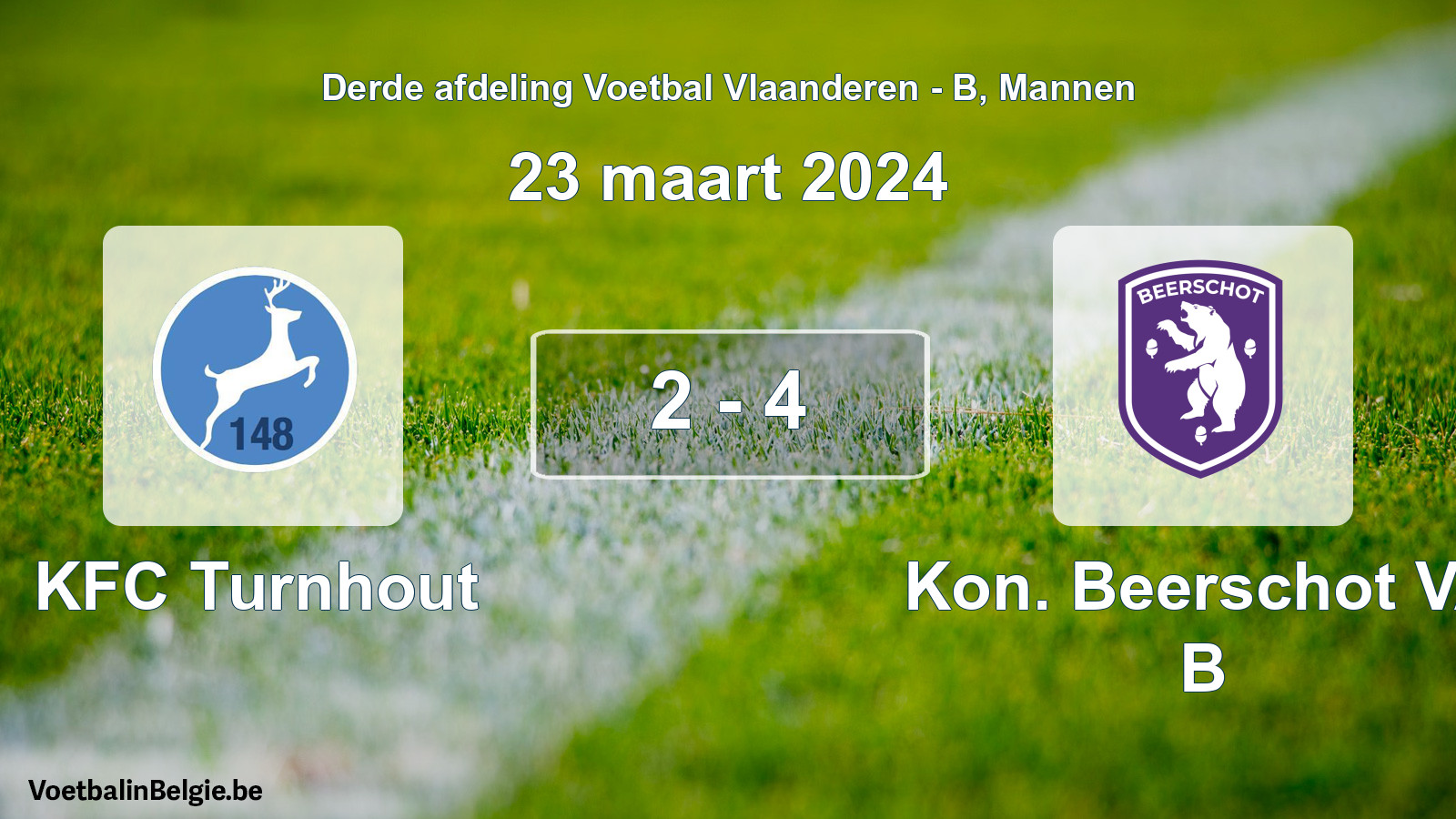 Gespeelde wedstrijd mannenvoetbal: KFC Turnhout - Kon. Beerschot VA B 2 - 4 (23 maart 2024)