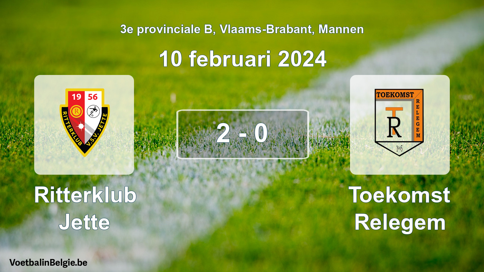 Gespeelde wedstrijd mannenvoetbal: Ritterklub Jette - Toekomst Relegem 2 - 0 (10 februari 2024)