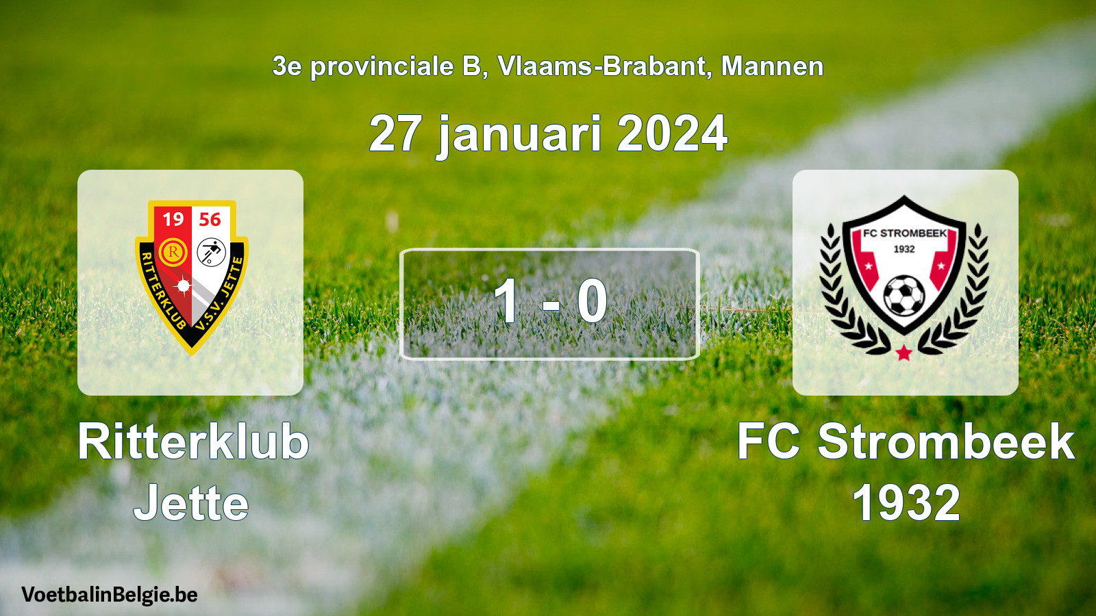 Gespeelde wedstrijd mannenvoetbal: Ritterklub Jette - FC Strombeek 1932 1 - 0 (27 januari 2024)