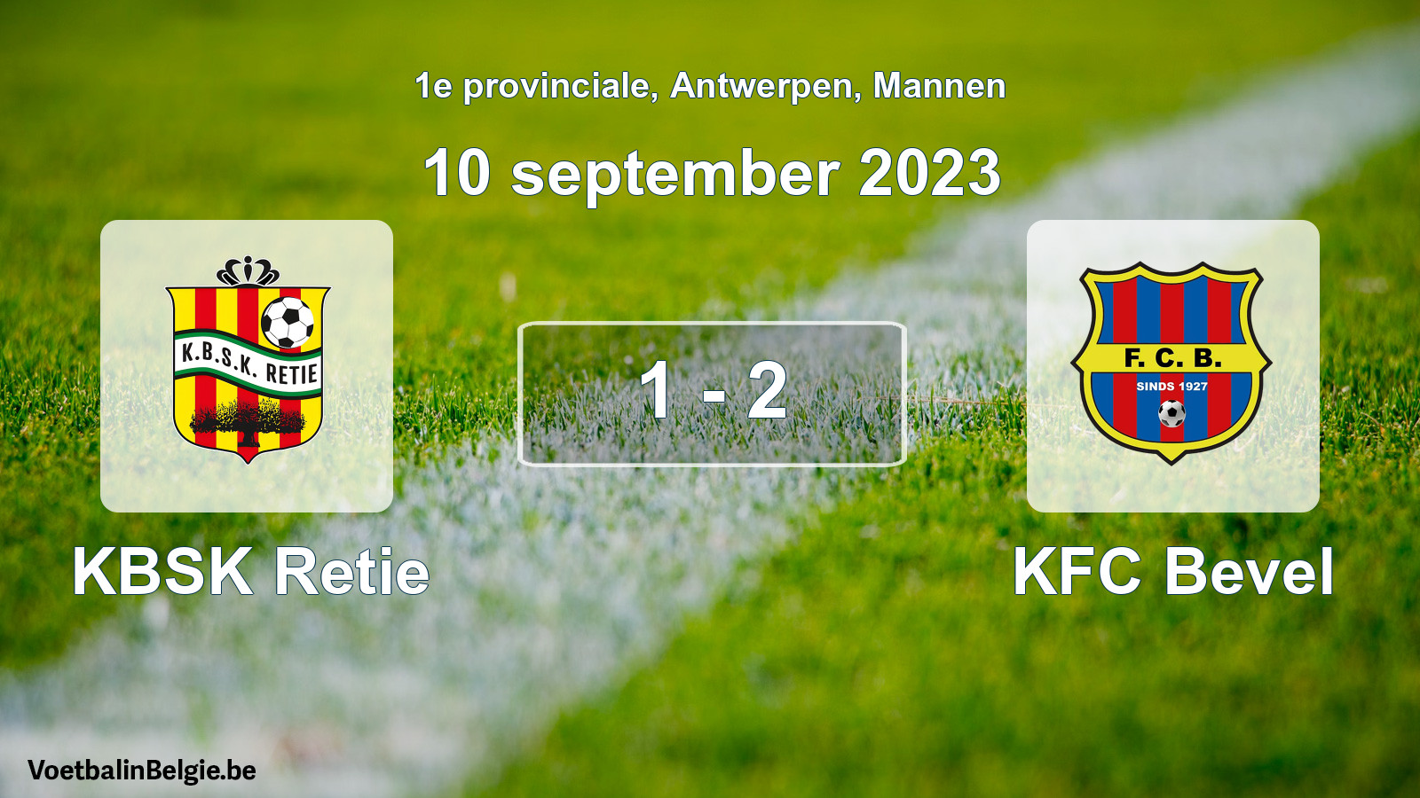 Gespeelde wedstrijd mannenvoetbal: KBSK Retie - KFC Bevel 1 - 2 (10 september 2023)