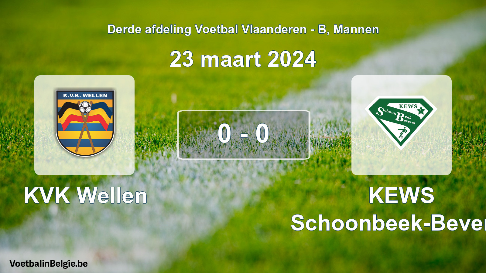 Gespeelde wedstrijd mannenvoetbal: KVK Wellen - KEWS Schoonbeek-Beverst 0 - 0 (23 maart 2024)