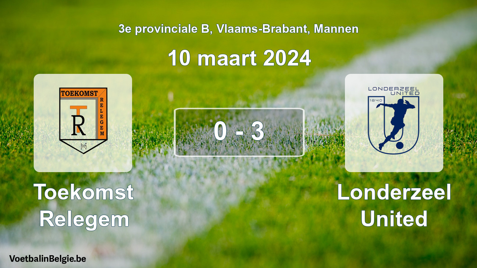 Gespeelde wedstrijd mannenvoetbal: Toekomst Relegem - Londerzeel United 0 - 3 (10 maart 2024)