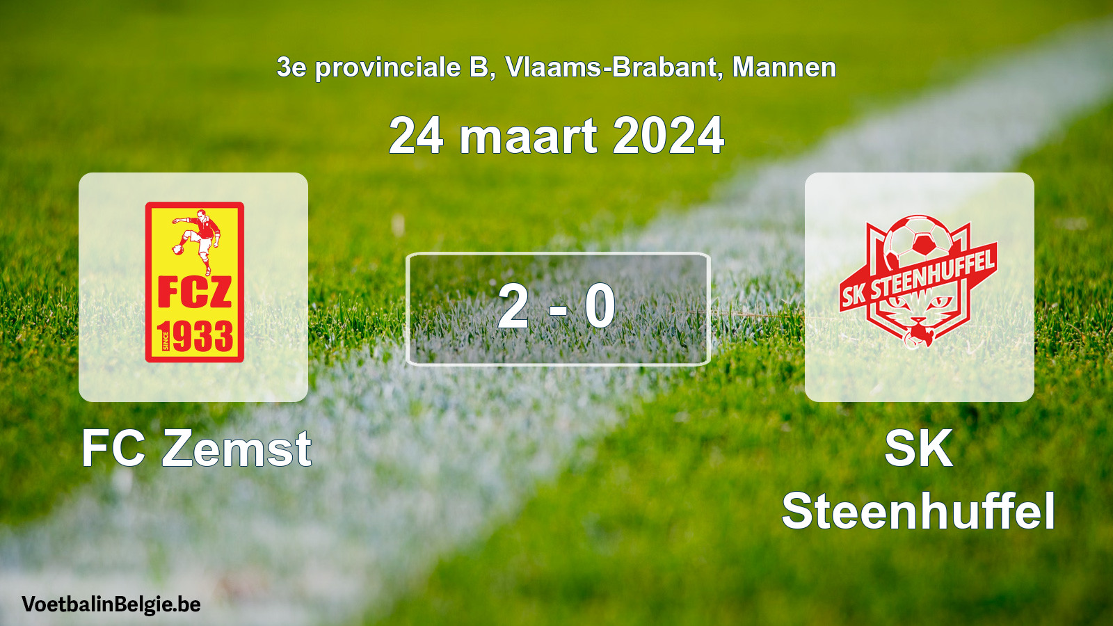 Gespeelde wedstrijd mannenvoetbal: FC Zemst - SK Steenhuffel 2 - 0 (24 maart 2024)