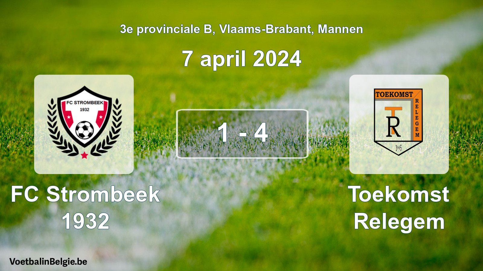 Gespeelde wedstrijd mannenvoetbal: FC Strombeek 1932 - Toekomst Relegem 1 - 4 (7 april 2024)