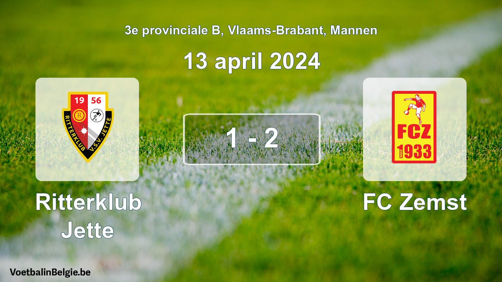 Gespeelde wedstrijd mannenvoetbal: Ritterklub Jette - FC Zemst 1 - 2 (13 april 2024)