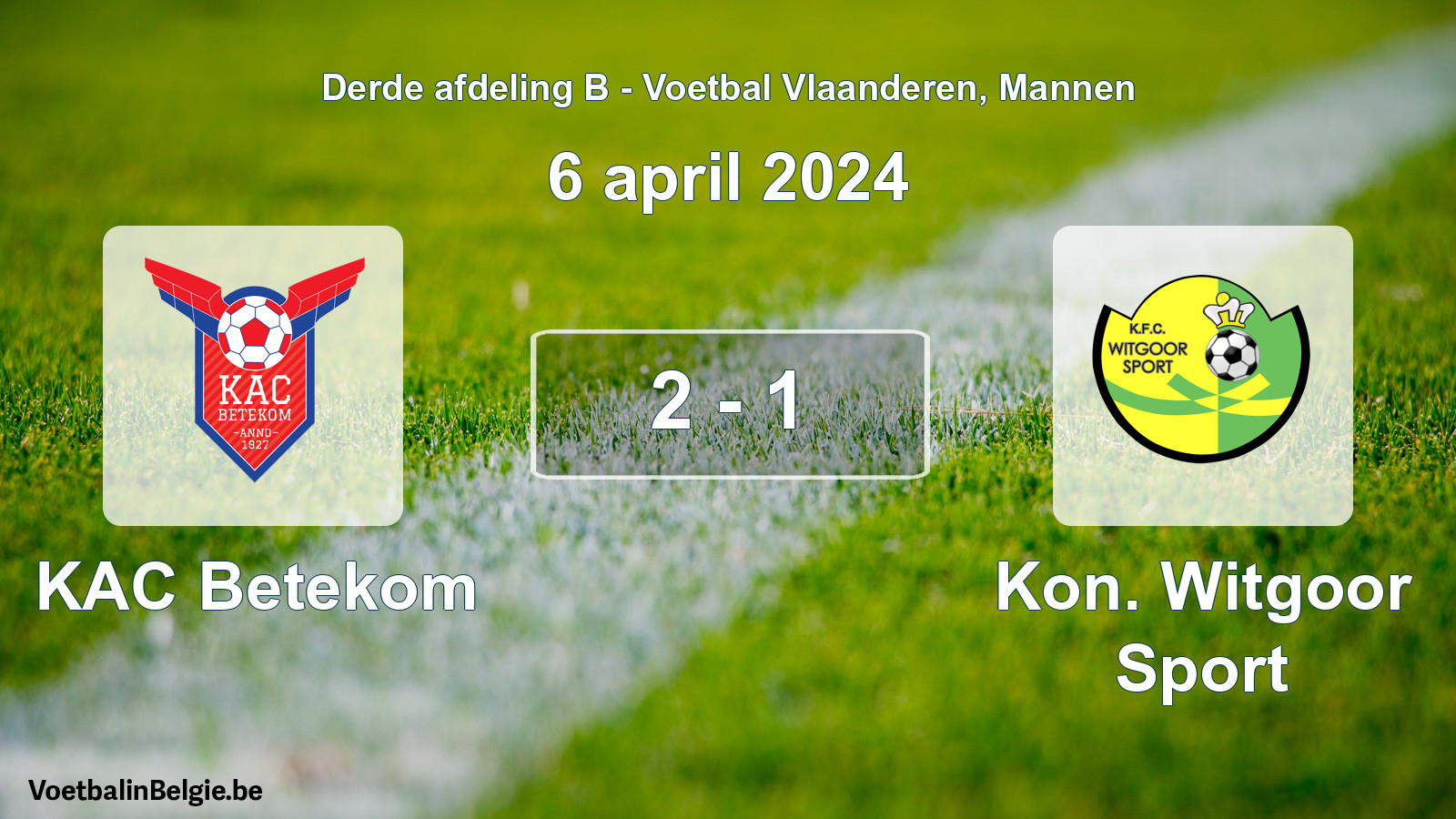 Gespieltes Spiel männer-Fußball: KAC Betekom - Kon. Witgoor Sport 2 - 1 (6 April 2024)