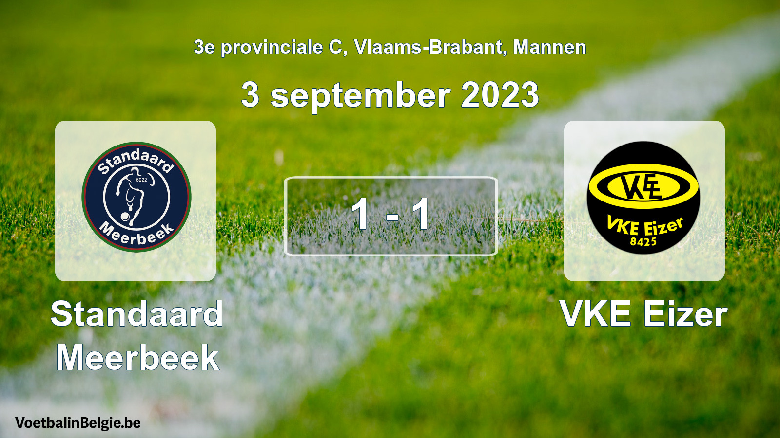 Gespeelde wedstrijd mannenvoetbal: Standaard Meerbeek - VKE Eizer 1 - 1 (3 september 2023)