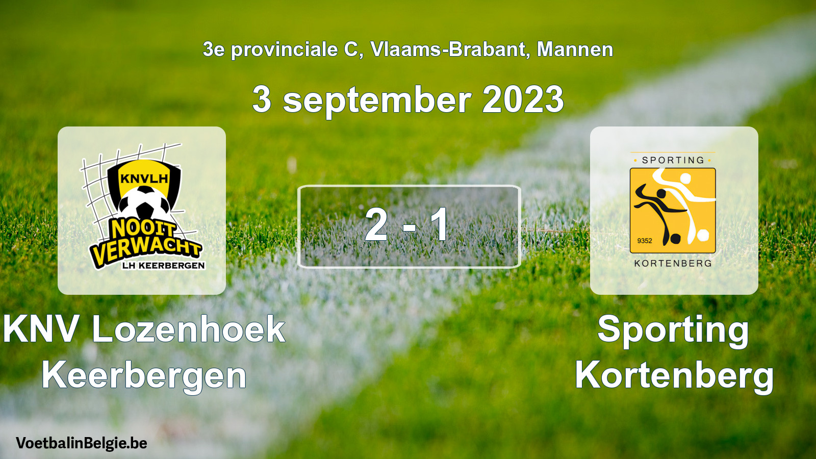 Gespeelde wedstrijd mannenvoetbal: KNV Lozenhoek Keerbergen - Sporting Kortenberg 2 - 1 (3 september 2023)