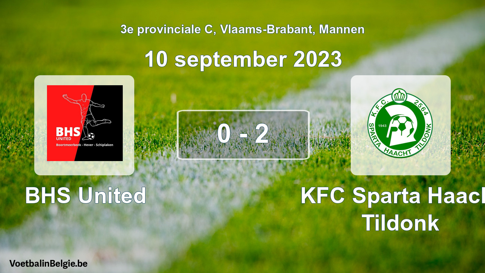 Gespeelde wedstrijd mannenvoetbal: BHS United - KFC Sparta Haacht Tildonk 0 - 2 (10 september 2023)