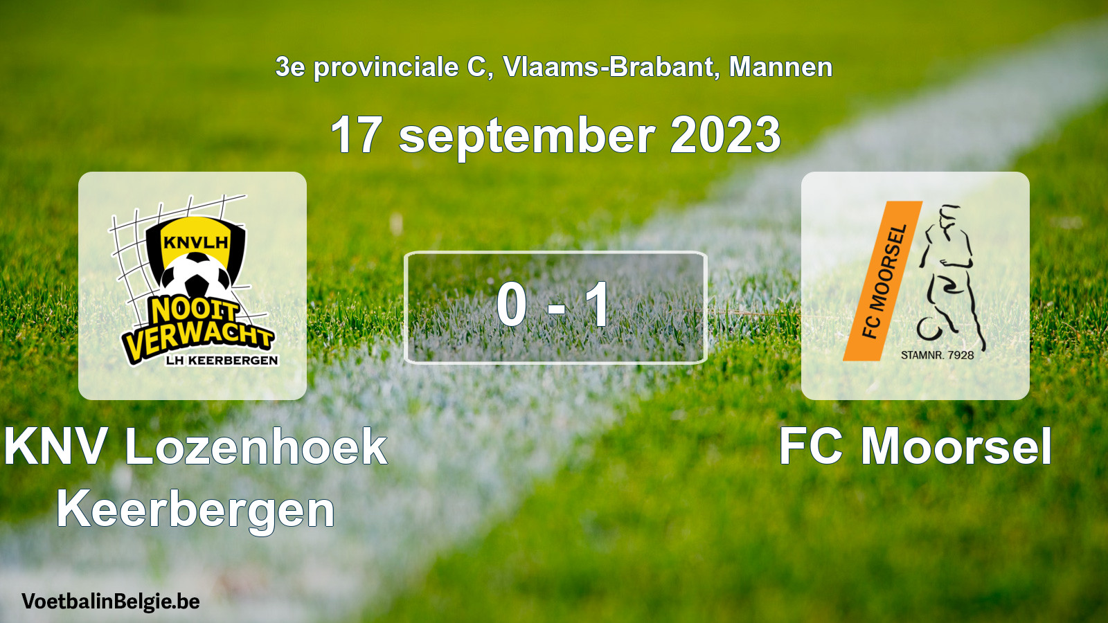 Gespeelde wedstrijd mannenvoetbal: KNV Lozenhoek Keerbergen - FC Moorsel 0 - 1 (17 september 2023)