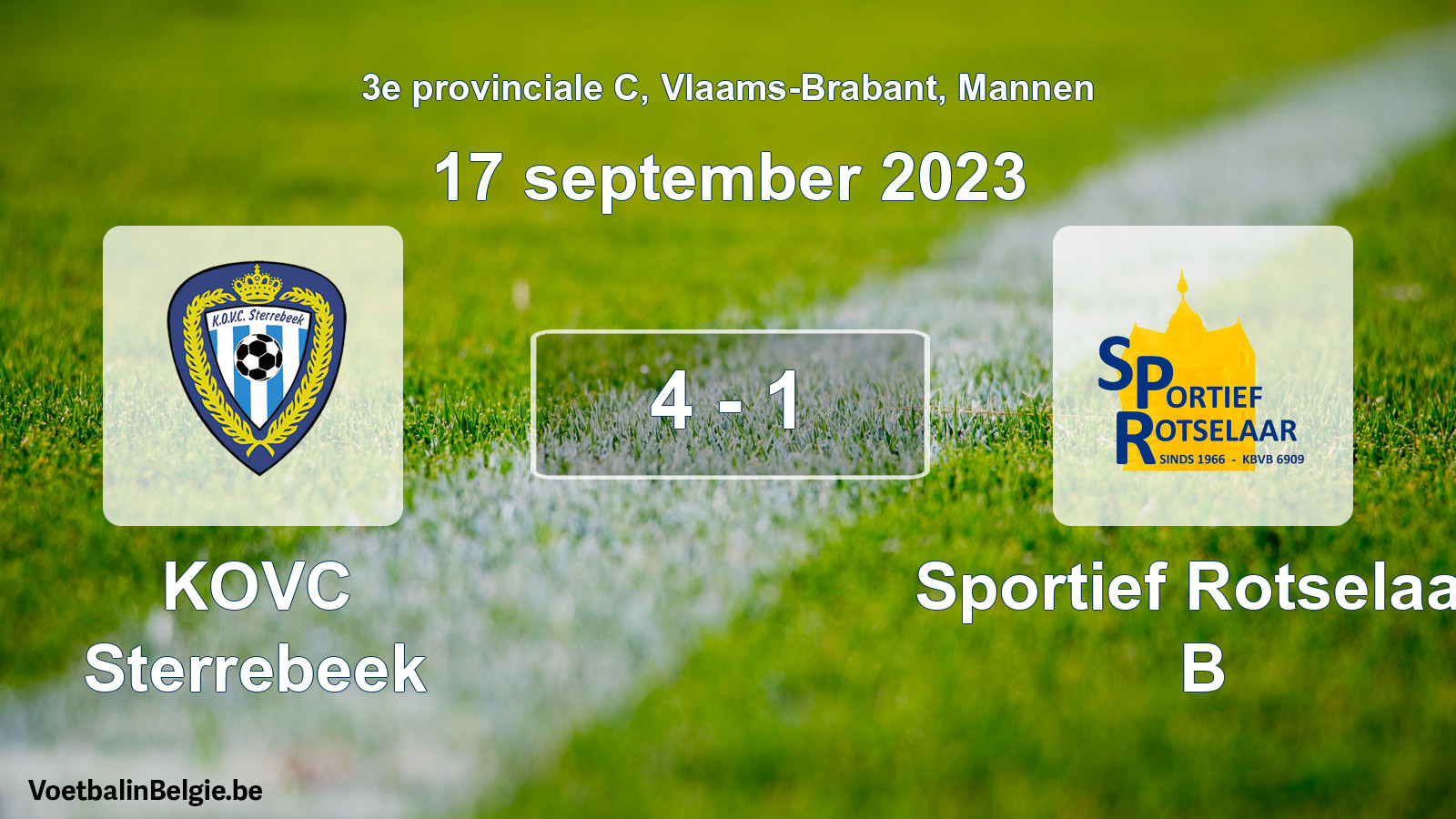 Gespeelde wedstrijd mannenvoetbal: KOVC Sterrebeek - Sportief Rotselaar B 4 - 1 (17 september 2023)