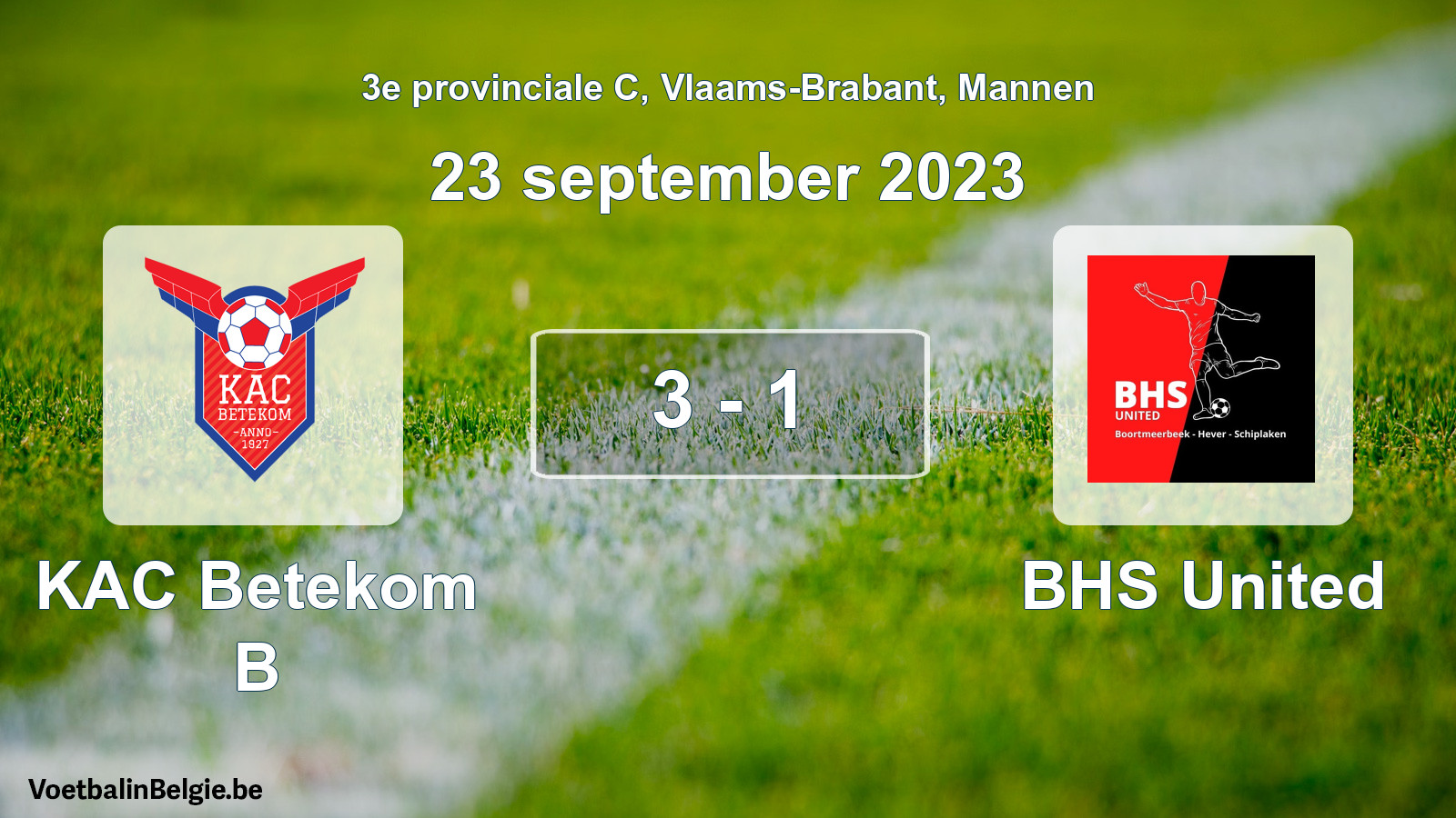 Gespeelde wedstrijd mannenvoetbal: KAC Betekom B - BHS United 3 - 1 (23 september 2023)