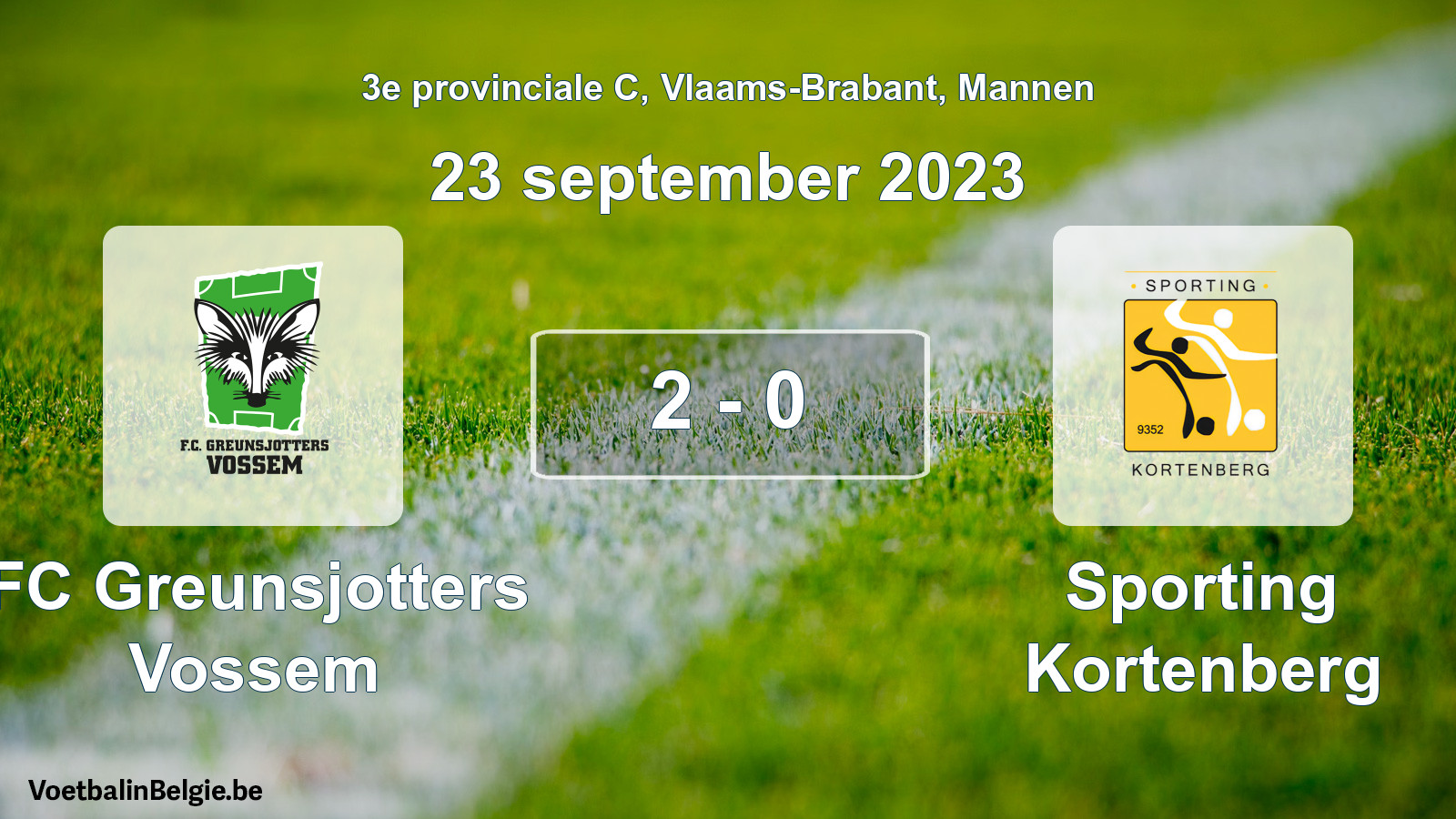 Gespeelde wedstrijd mannenvoetbal: FC Greunsjotters Vossem - Sporting Kortenberg 2 - 0 (23 september 2023)
