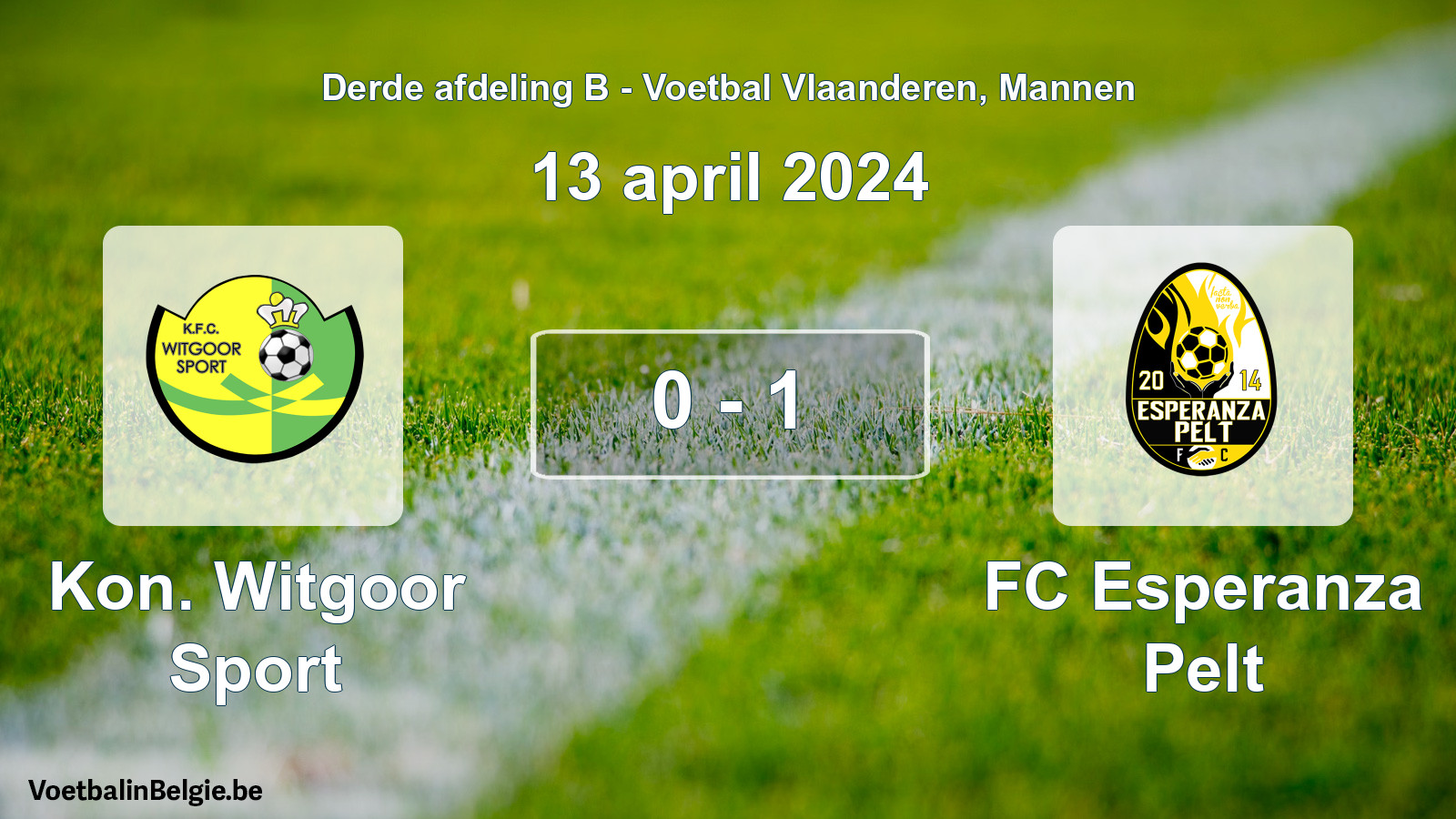 Played match men football: Kon. Witgoor Sport - FC Esperanza Pelt 0 - 1 (13 April 2024)