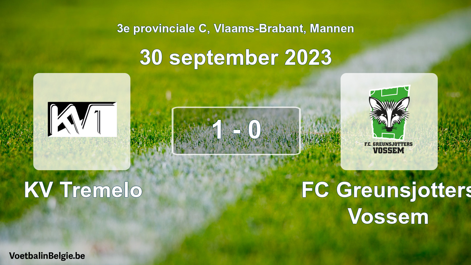 Gespeelde wedstrijd mannenvoetbal: KV Tremelo - FC Greunsjotters Vossem 1 - 0 (30 september 2023)
