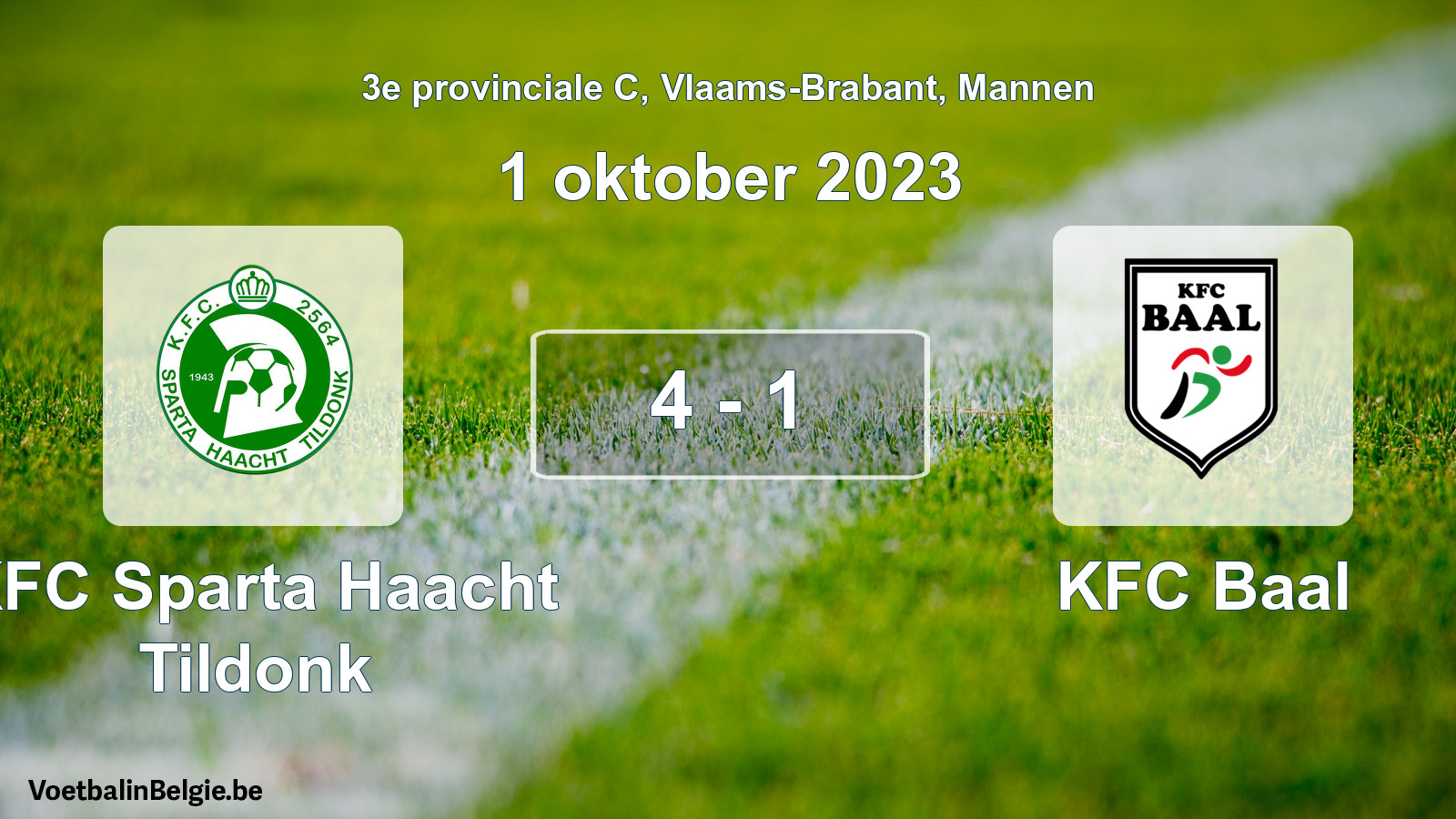 Gespeelde wedstrijd mannenvoetbal: KFC Sparta Haacht Tildonk - KFC Baal 4 - 1 (1 oktober 2023)
