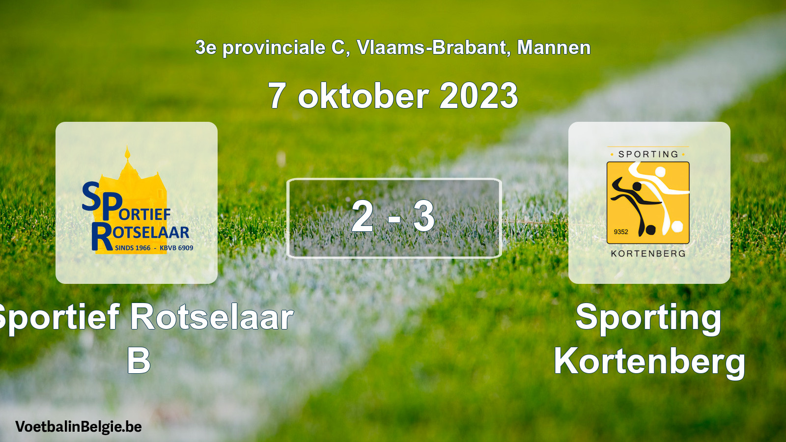 Gespeelde wedstrijd mannenvoetbal: Sportief Rotselaar B - Sporting Kortenberg 2 - 3 (7 oktober 2023)