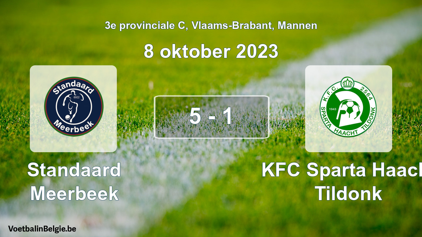 Gespeelde wedstrijd mannenvoetbal: Standaard Meerbeek - KFC Sparta Haacht Tildonk 5 - 1 (8 oktober 2023)