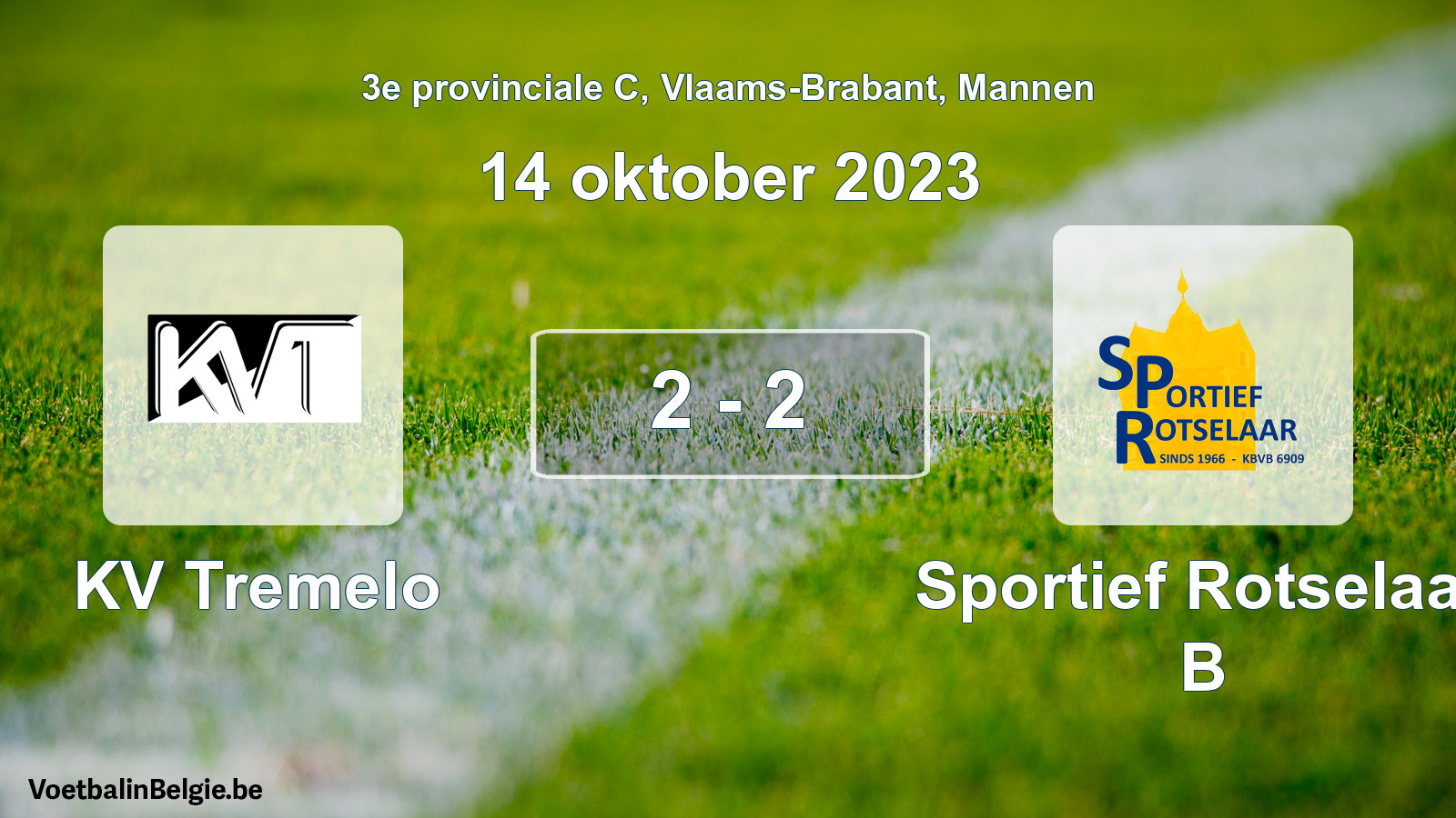 Gespeelde wedstrijd mannenvoetbal: KV Tremelo - Sportief Rotselaar B 2 - 2 (14 oktober 2023)