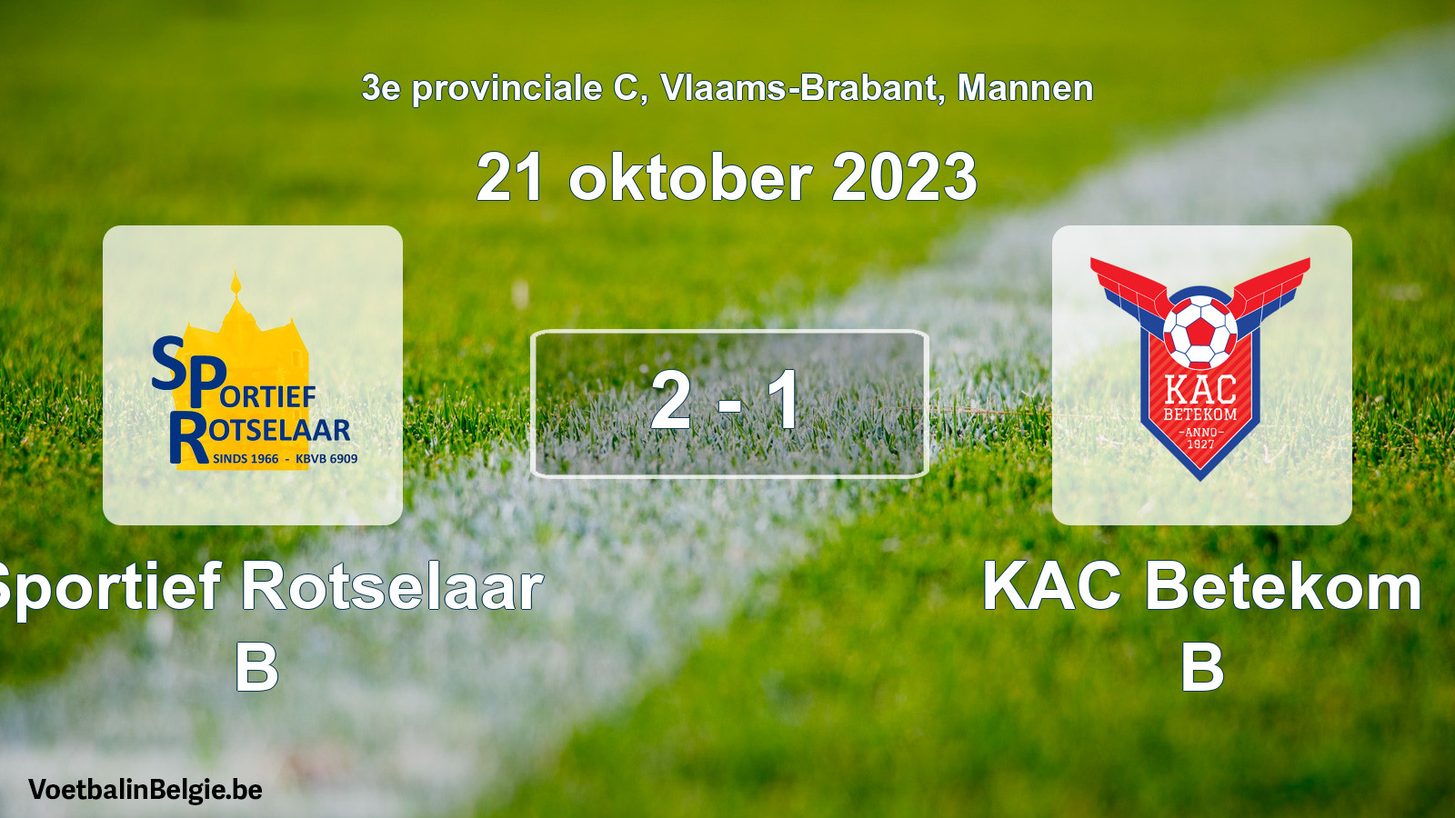 Gespeelde wedstrijd mannenvoetbal: Sportief Rotselaar B - KAC Betekom B 2 - 1 (21 oktober 2023)