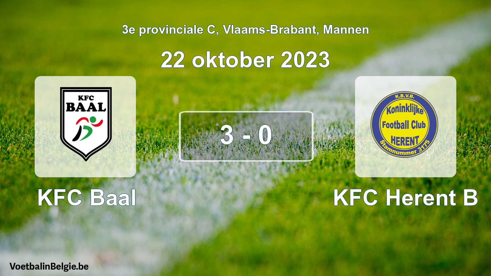 Gespeelde wedstrijd mannenvoetbal: KFC Baal - KFC Herent B 3 - 0 (22 oktober 2023)