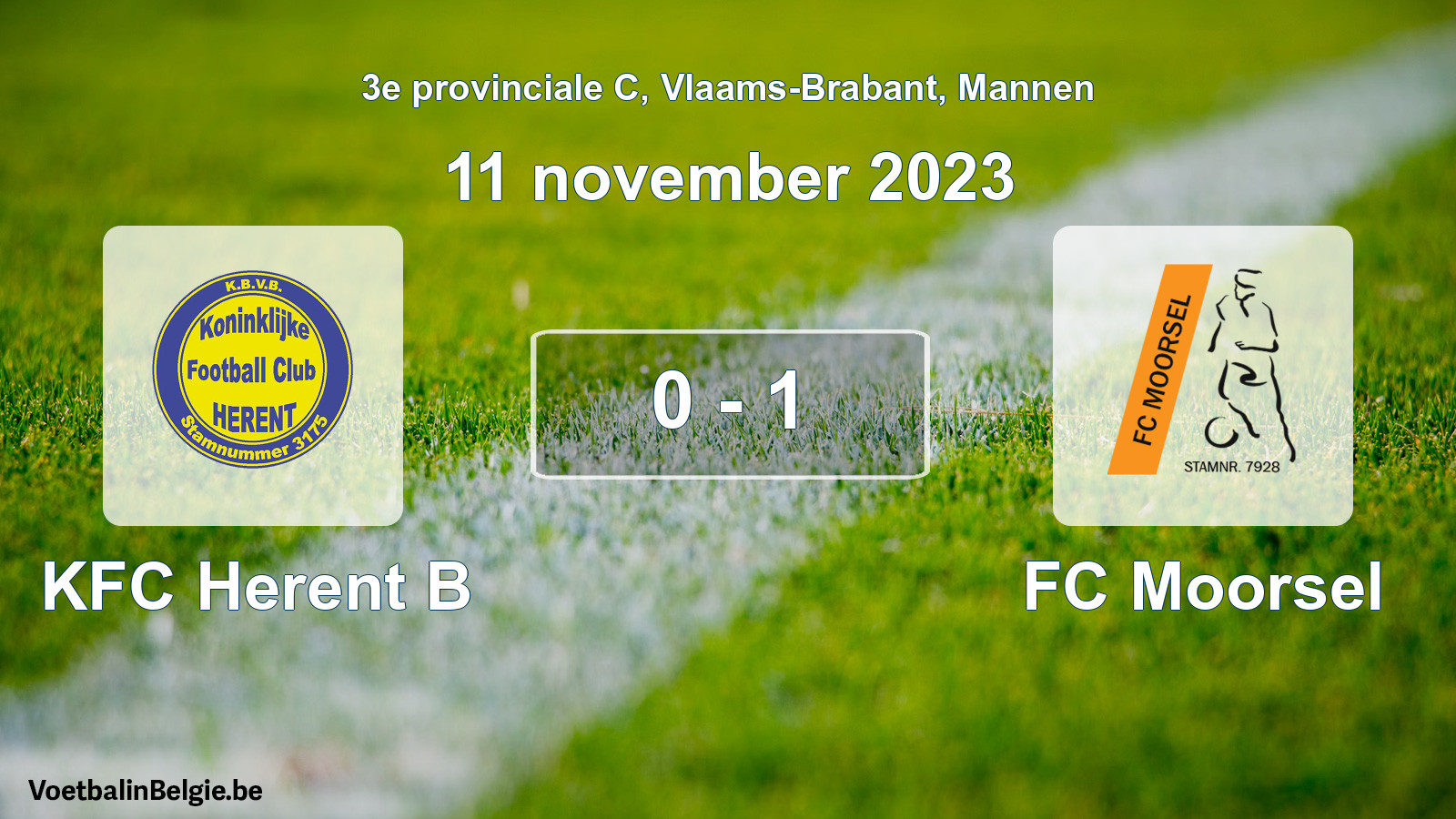 Gespeelde wedstrijd mannenvoetbal: KFC Herent B - FC Moorsel 0 - 1 (11 november 2023)