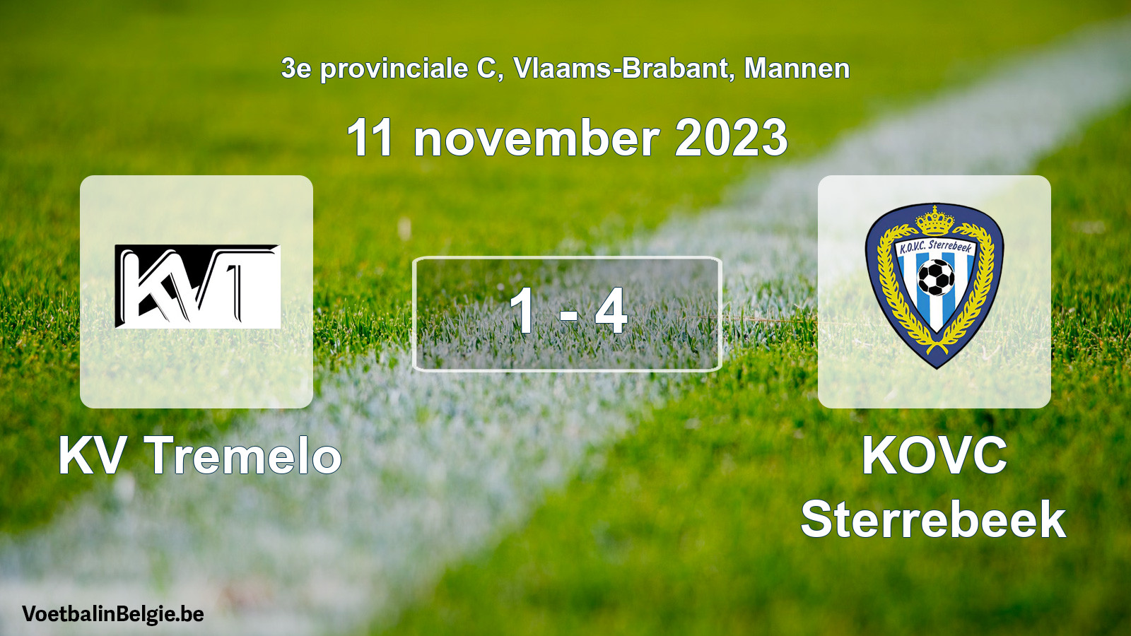 Gespeelde wedstrijd mannenvoetbal: KV Tremelo - KOVC Sterrebeek 1 - 4 (11 november 2023)