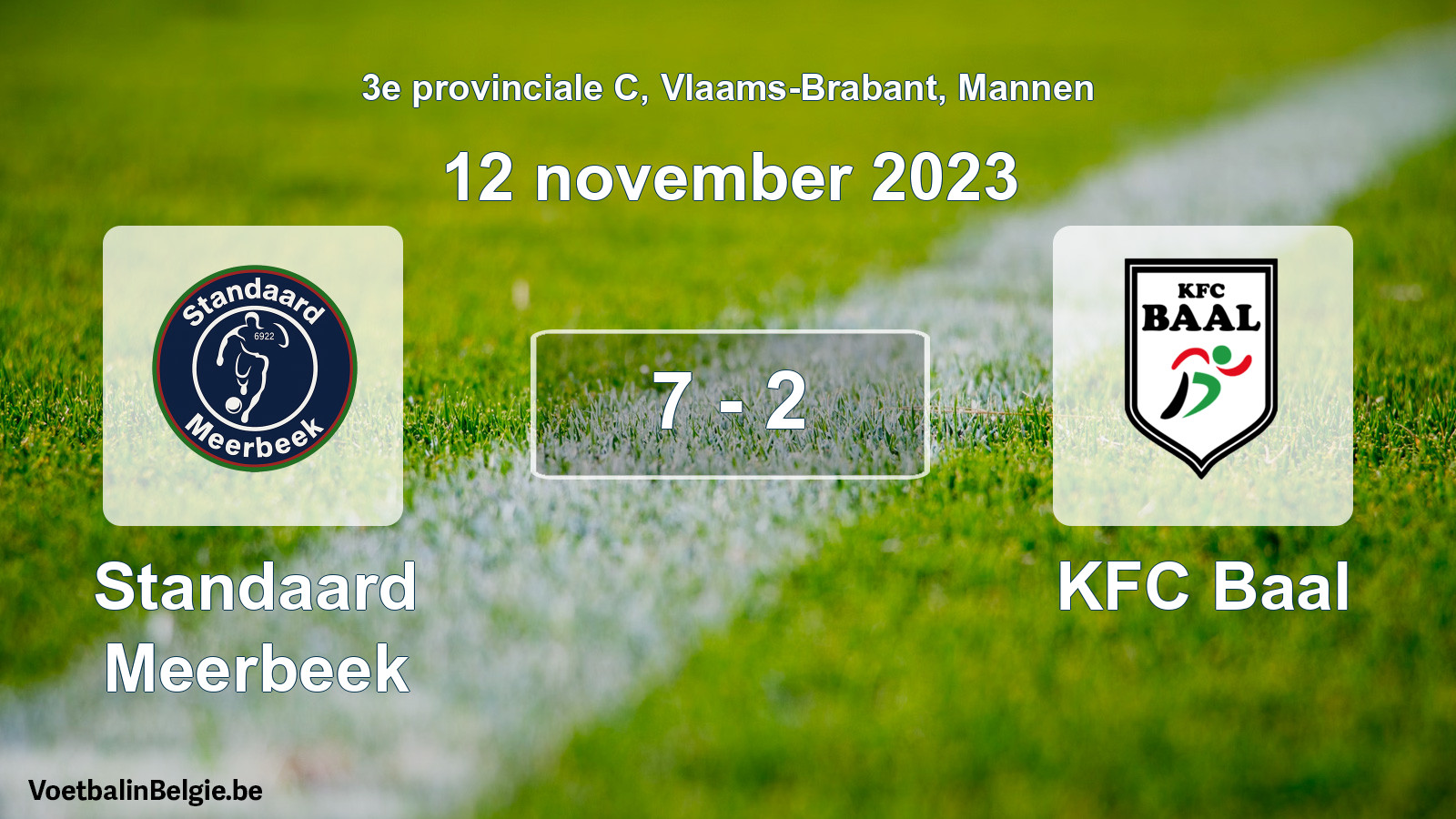 Gespeelde wedstrijd mannenvoetbal: Standaard Meerbeek - KFC Baal 7 - 2 (12 november 2023)