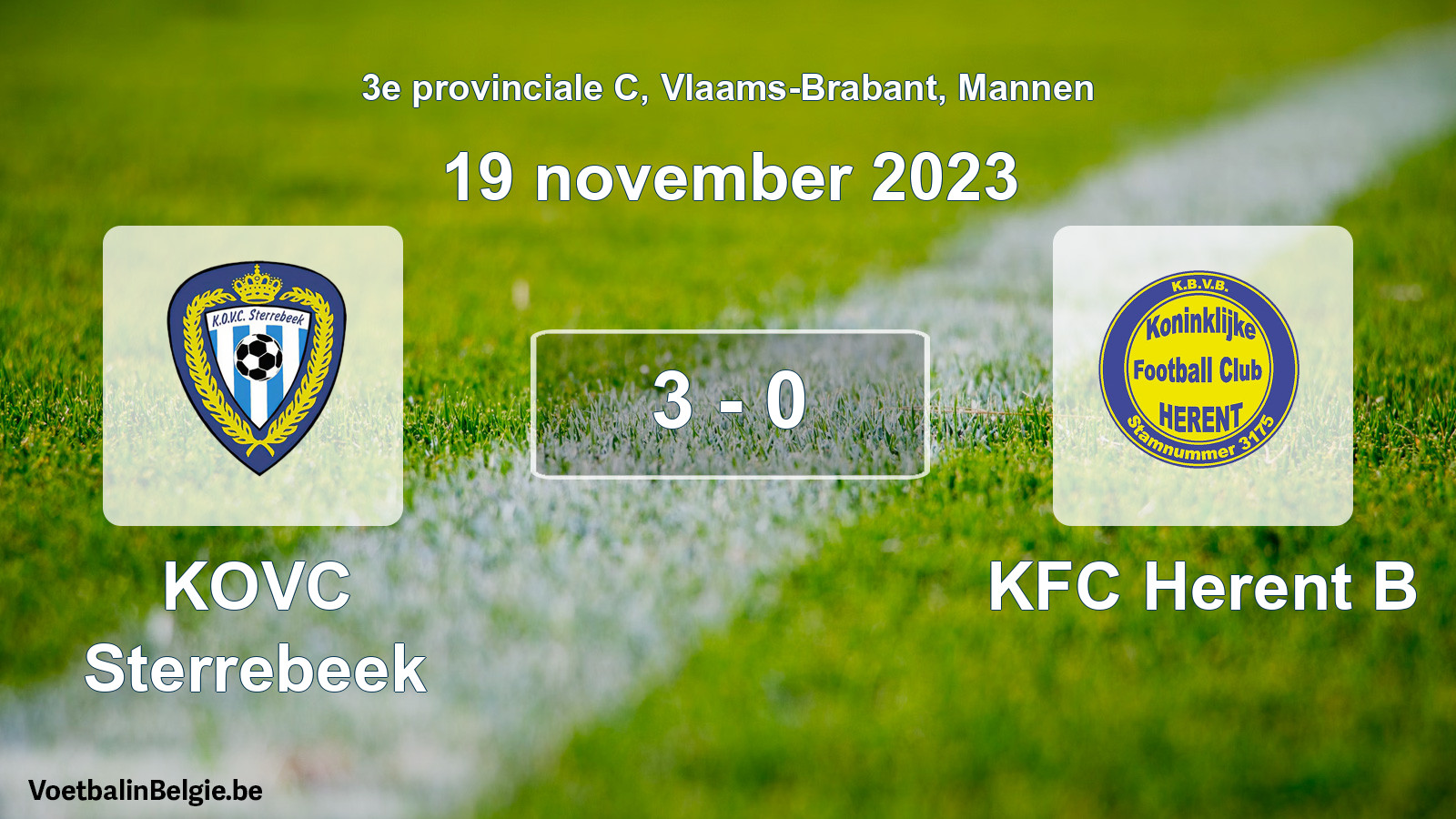 Gespeelde wedstrijd mannenvoetbal: KOVC Sterrebeek - KFC Herent B 3 - 0 (19 november 2023)