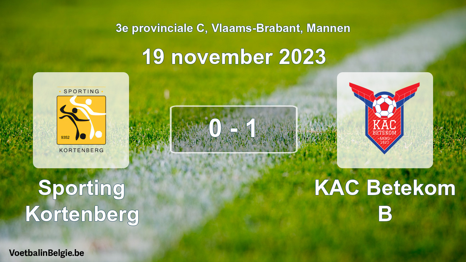 Gespeelde wedstrijd mannenvoetbal: Sporting Kortenberg - KAC Betekom B 0 - 1 (19 november 2023)