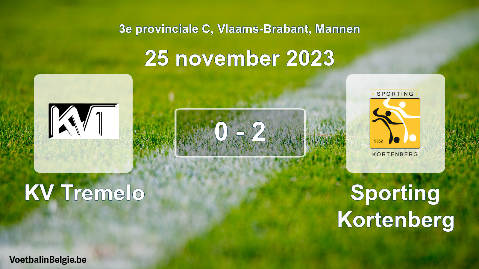 Gespeelde wedstrijd mannenvoetbal: KV Tremelo - Sporting Kortenberg 0 - 2 (25 november 2023)