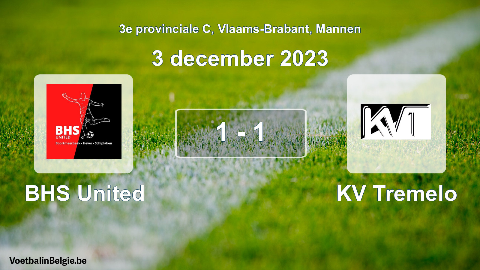 Gespeelde wedstrijd mannenvoetbal: BHS United - KV Tremelo 1 - 1 (3 december 2023)