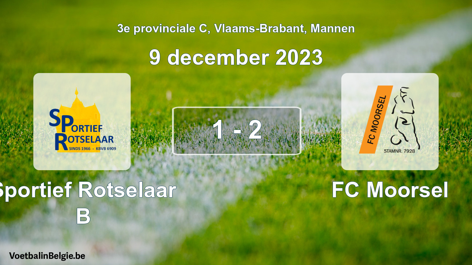 Gespeelde wedstrijd mannenvoetbal: Sportief Rotselaar B - FC Moorsel 1 - 2 (9 december 2023)