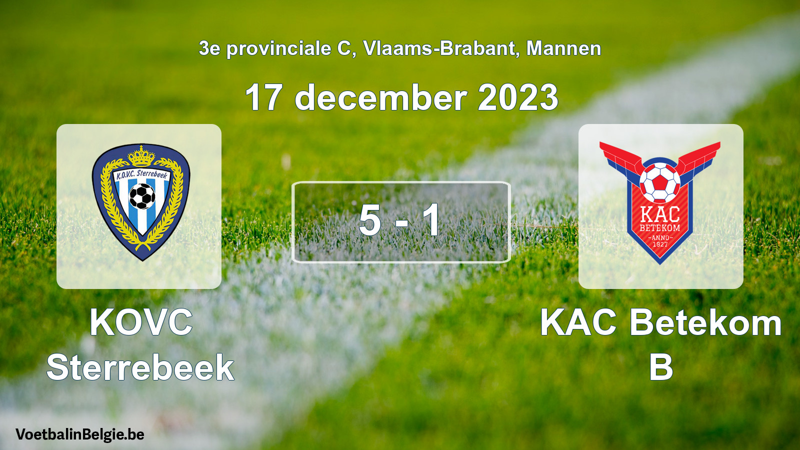 Gespeelde wedstrijd mannenvoetbal: KOVC Sterrebeek - KAC Betekom B 5 - 1 (17 december 2023)